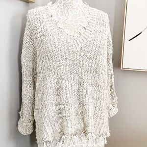 Cream Speckled Distressed Sweater
